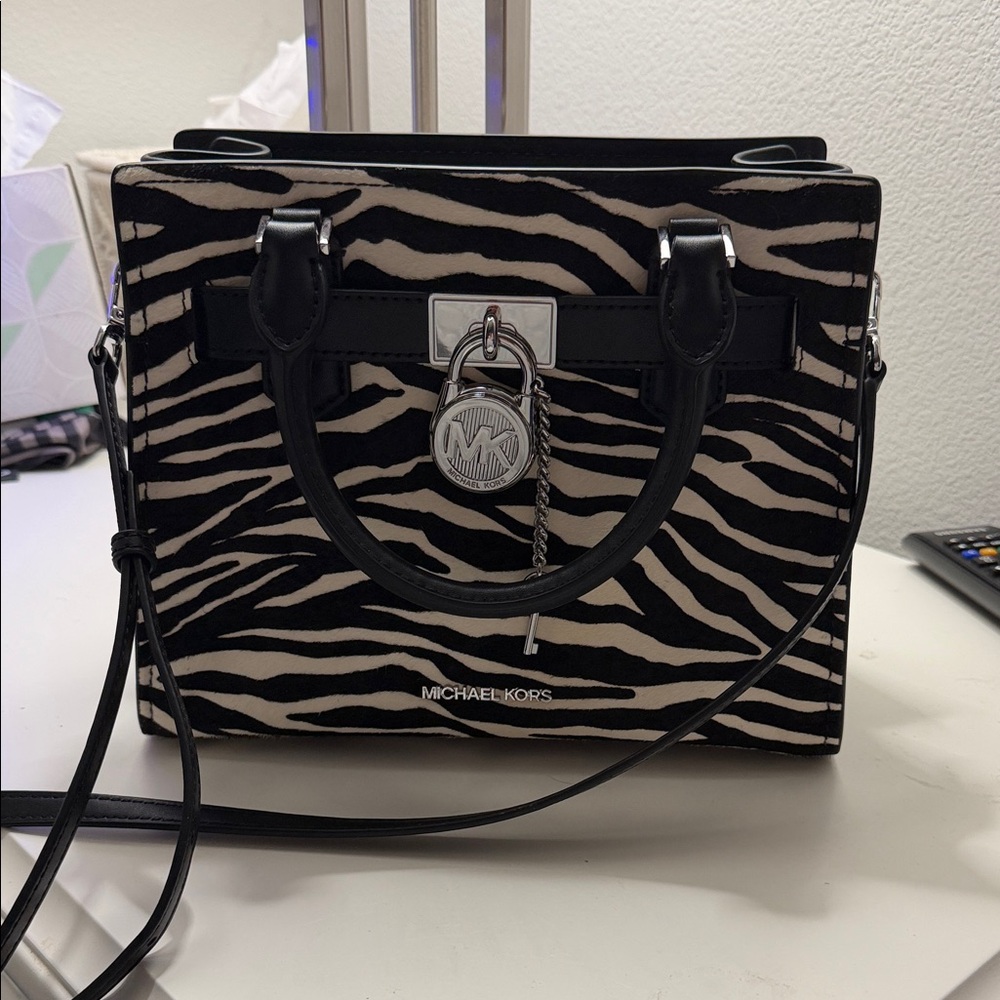 Michael Kors Black and White Zebra Satchel